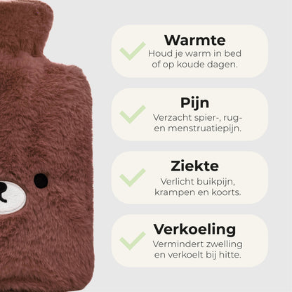Warmwaterkruik FuzzyBear - Kruik met Zachte Hoes