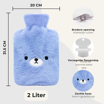 Warmwaterkruik FuzzyBear - Kruik met Zachte Hoes