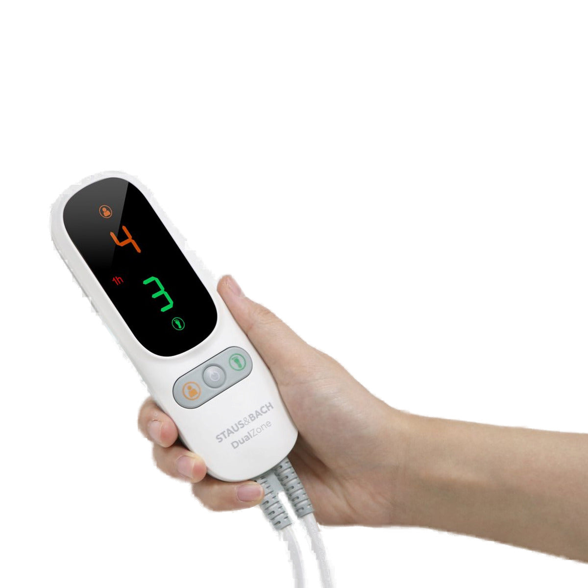 Commande de la sous-couverture électrique DualZone avec écran et boutons, dans la main