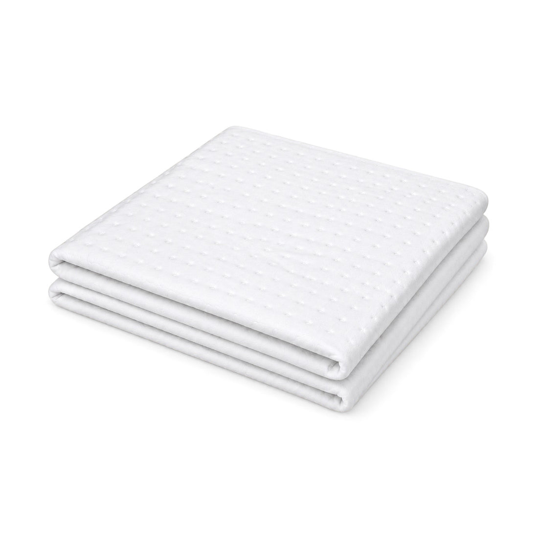 Sous-couverture électrique DualZone en blanc, pliée, avec surpiqûres en pointes