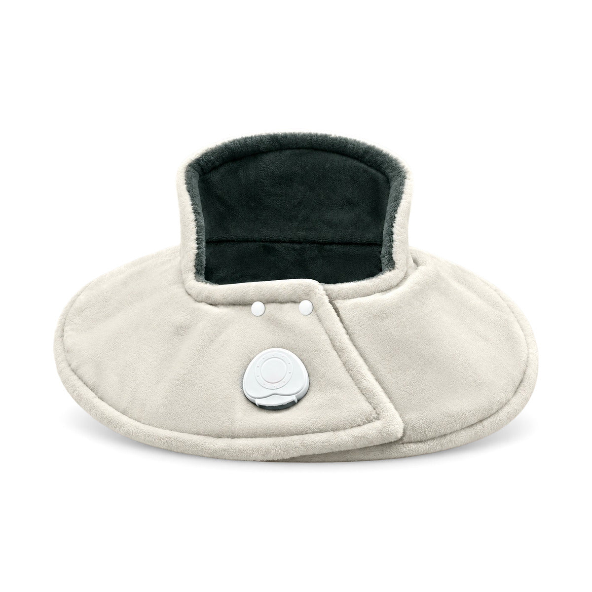 Coussin chauffant HeatHalo pour la nuque et les épaules avec extérieur clair et col relevé foncé