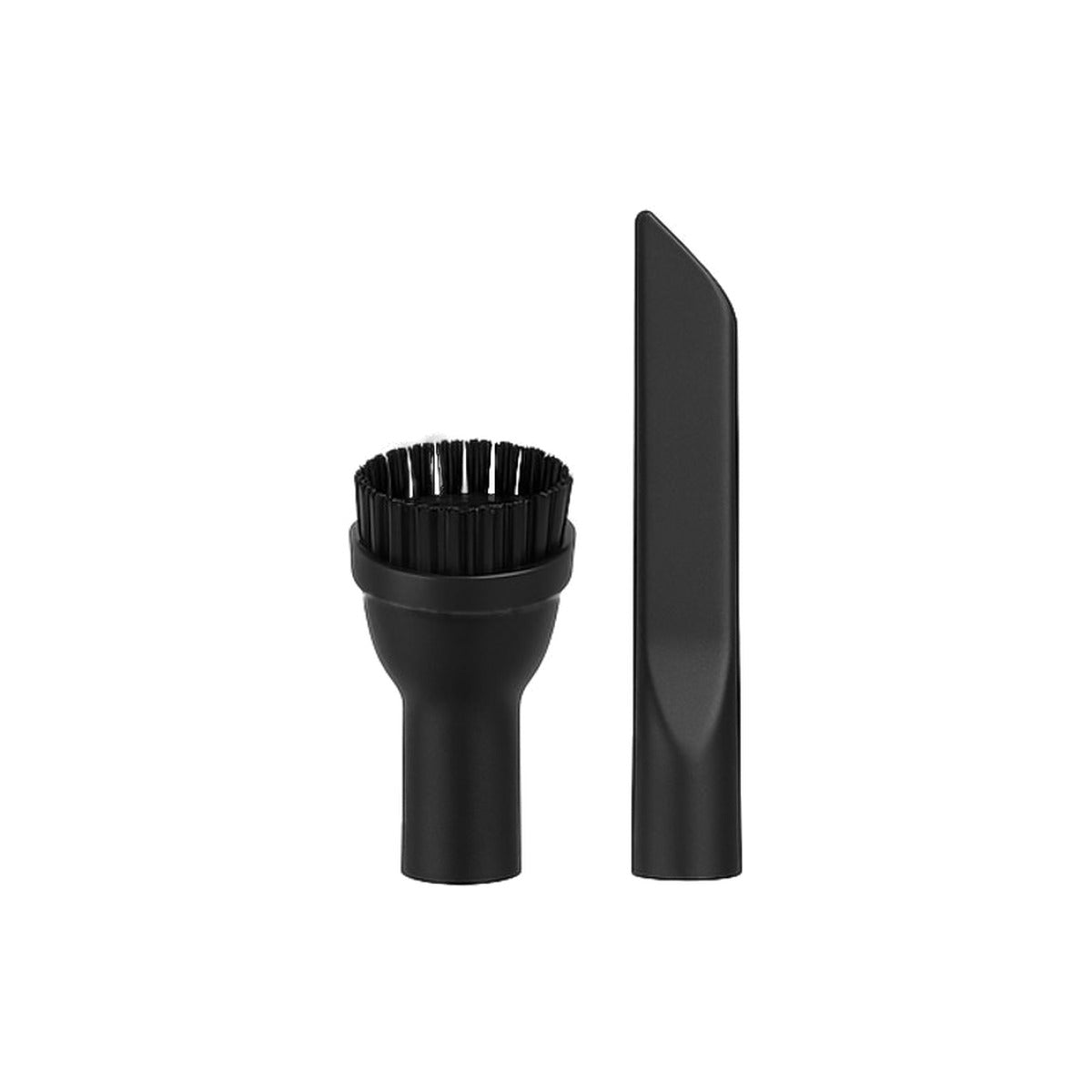 Embout brosse et suceur plat de l'aspirateur à miettes Meteor, côte à côte