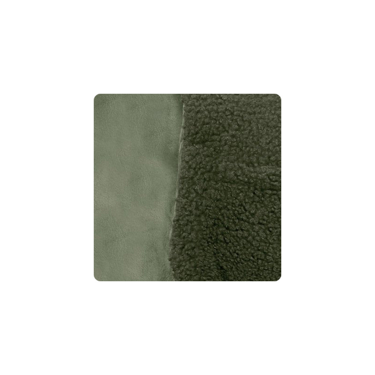 Tissu lisse et tissu sherpa du coussin chauffant Thera vert pour la nuque et les épaules, côte à côte