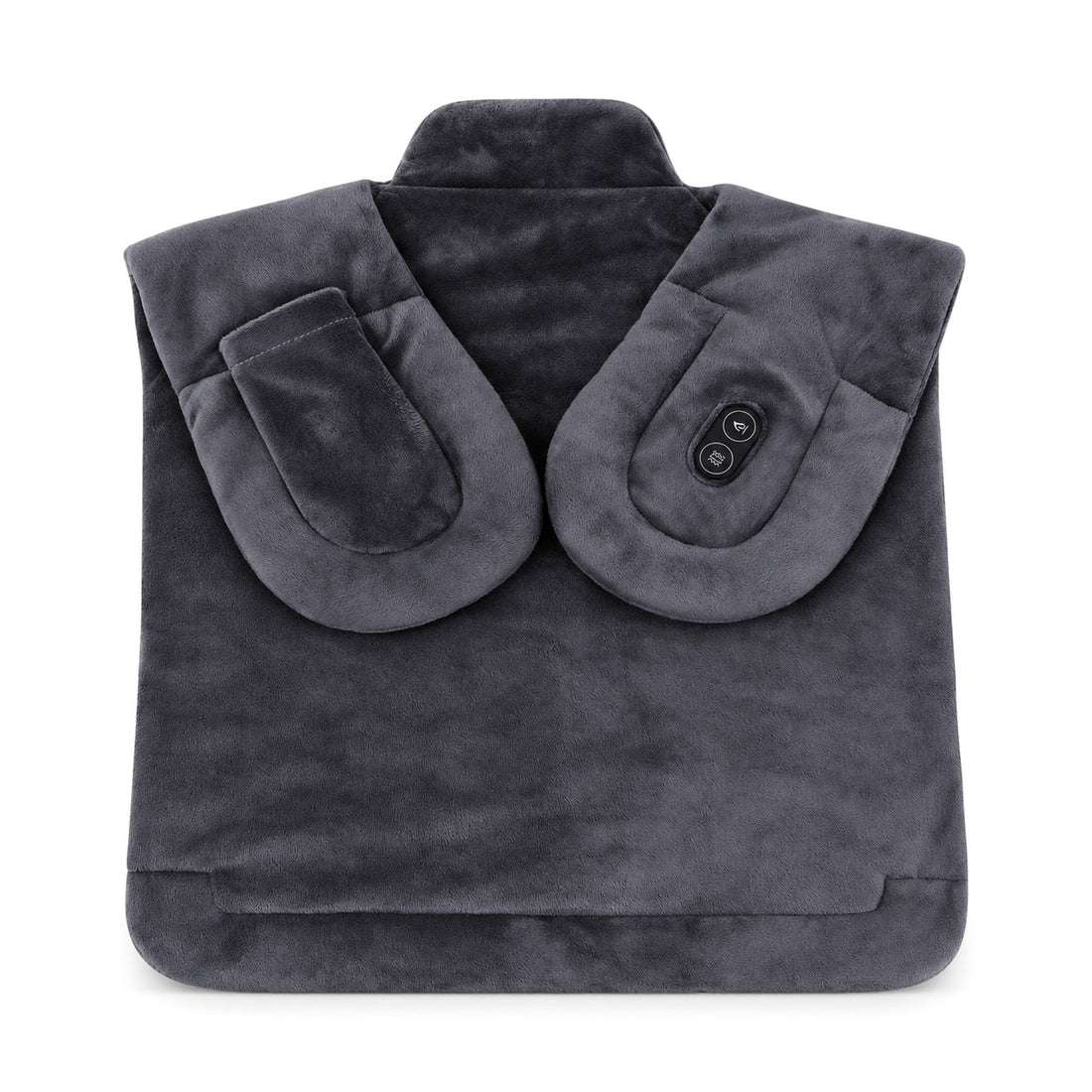 Coussin chauffant Thera pour la nuque et les épaules en anthracite, avec rabats de col et boutons de commande